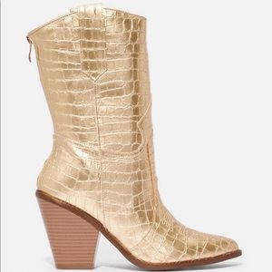 Gold croc western boots